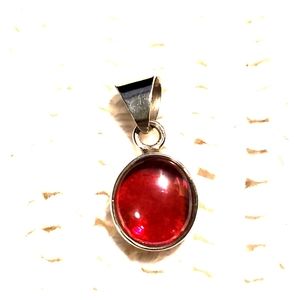 Sterling Silver Red Glass Pendant